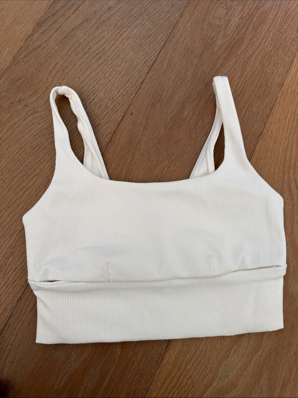 ALO Yoga Cream Ribbed Crop Bralette